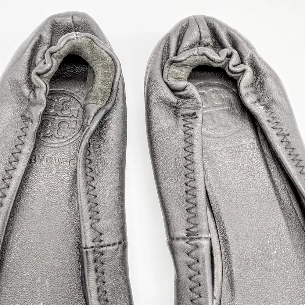 Tory Burch Reva Leather Ballet Flats Black Size 6